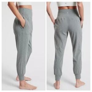 Athleta Pants Womens 2X Green Gray Salutation Jogger Lounge Travel Yoga Pull On